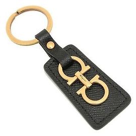 Salvatore Ferragamo Portachiavi Double Gancini Dorato Nero
