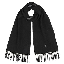 Ralph Lauren Sciarpa classica in lana con ricamo pony Nero