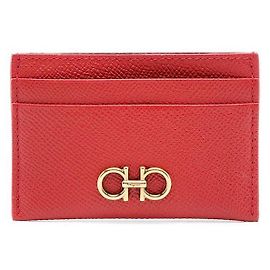 Salvatore Ferragamo Portacarte Double Gancini Dorato Rosso