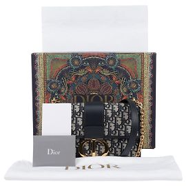 Dior Montaigne Oblique Jacquard Kettentasche Blue