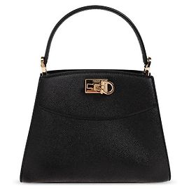 Salvatore Ferragamo Studio Box Bag Gold Logo Schwarz