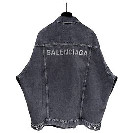 Balenciaga Blauer Logo Bomber Trucker Denim Jacket