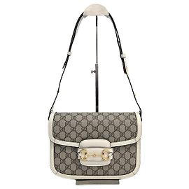 Gucci Borsa a tracolla media Horsebit GG Supreme Canvas Beige