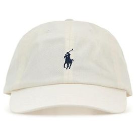 Ralph Lauren Cappellino con logo Pony ricamato in Pale Cream
