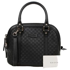 Gucci Mini Microshima Leder Dome Tote Shoulder Bag Schwarz