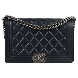 Chanel Borsa Boy Flap Large Nera Vintage Silver Series
