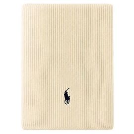 Ralph Lauren Écharpe côtelée classique avec broderie poney Cream