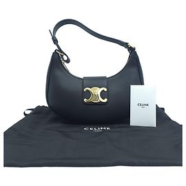Céline Bolso de hombro Triomphe Ava Medium de piel de cabra negro