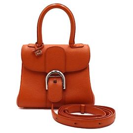 Delvaux Mini mala tote em couro laranja com alça de ombro crossbody