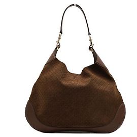 Gucci Borsa a tracolla Hobo da donna Medium in camoscio marrone con logo GG