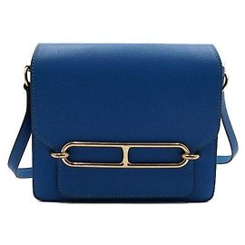 Hermès Bolso de hombro y bandolera Blue Roulis Gold Hardware
