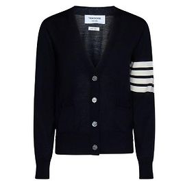 Thom Browne Cardigã de lã merino fina com ajuste relaxado