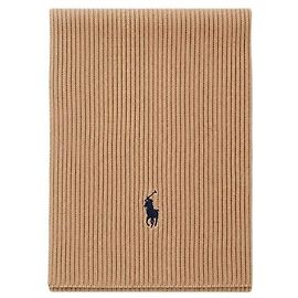 Ralph Lauren Écharpe côtelée classique avec broderie poney Marron