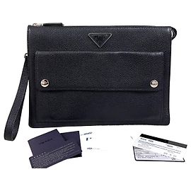 Prada Pochette en cuir noire