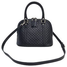 Gucci Bolsa Crossbody Mini Dome Tote em couro Micro Shima Preta