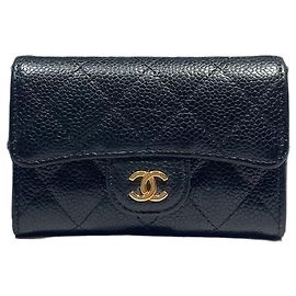 Chanel Portacarte Classic Caviar Black Gold