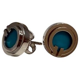 Tiffany & Co Orecchini a cerchio in oro bianco e turchese