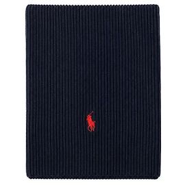 Ralph Lauren Klassischer Rippstrick-Schal mit Pony-Stickerei Blue