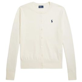 Ralph Lauren Crewneck-Cardigan mit Pony-Logo-Stickerei Cream