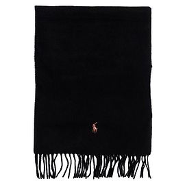 Ralph Lauren Schal Schwarz mit besticktem Pony-Logo