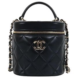 Chanel Vanity Top Handle Black with Gold Hardware
