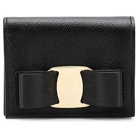 Salvatore Ferragamo Portamonete con fiocco placcato oro Nero