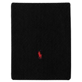 Ralph Lauren Écharpe côtelée classique avec broderie poney Noir