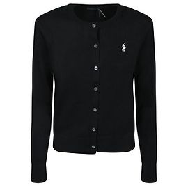 Ralph Lauren Crewneck-Cardigan mit gesticktem Pony-Logo Schwarz