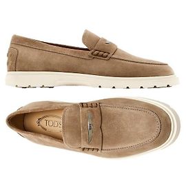 Tod's Mocassins Penny Loafers en Daim Beige