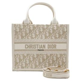 Dior Oblique Strap Book Tote Kleine Tote Bag und Schultertasche White