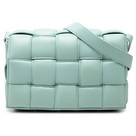 Bottega Veneta blaue Schultertasche aus Leder