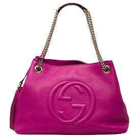Borsa a tracolla con catena Gucci Interlocking G Soho Fringe