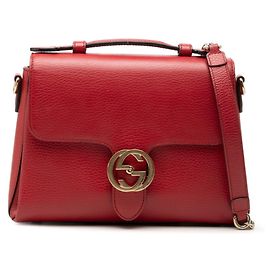 Borsa a mano Gucci Interlocking G in pelle rossa