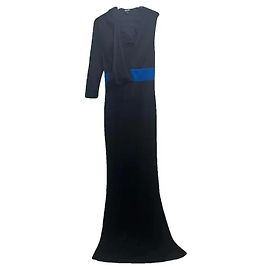 Just Cavalli Langes schwarzes Kleid mit blauem Gürtel