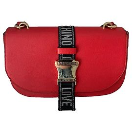 Borsa a tracolla in pelle rossa Love Moschino