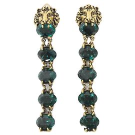Gucci Gold and Green Clip Earrings