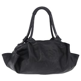 Borsa LOEWE Nappa Aire Anagram in pelle nera e oro autentica 197831