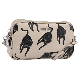 Borsa a tracolla Miu Miu in pelle beige argento Auth 200344M