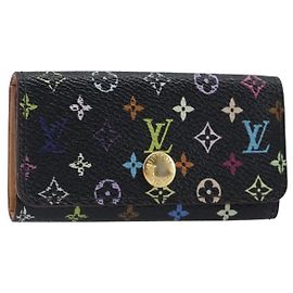 LOUIS VUITTON Multicolor Multicles 4 Key Case Black M93732 LV Auth hk4079