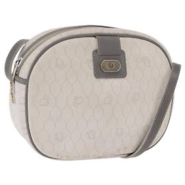 Borsa a tracolla Christian Dior Honeycomb Canvas PVC White Gold Auth ka5960