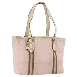 Bolso Tote GUCCI GG Canvas Sherry Line Pink Gold 137396 Auth 200059