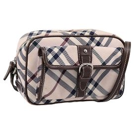 Borsa a tracolla BURBERRY Nova Check Blue Label Canvas Beige Silver Auth bs36934