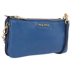 Borsa a tracolla Miu Miu in pelle blu e oro Auth 200087A