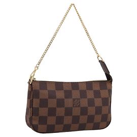 LOUIS VUITTON Damier Ebene Mini Pochette Accessory Pouch N58009 LV Auth 199474V