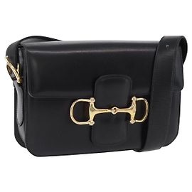 Céline Borsa a tracolla CELINE Horsebit in pelle nera e oro Auth 197762A