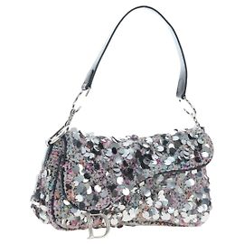 Borsa Saddle Christian Dior in lana e paillettes multicolore argento Auth yk20712SM