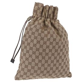 Borsa a coulisse GUCCI GG Canvas Beige Silver 014 1136 Auth hk4124