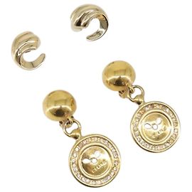 GIVENCHY Celine Earring metal 2 Set Gold Tone Auth ka6049