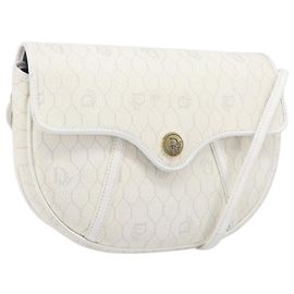 Borsa a tracolla Christian Dior in tela a nido d'ape PVC White Gold Auth 197242A