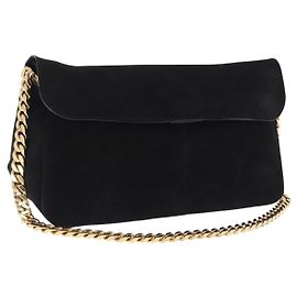 Céline Bolsa de Ombro com Corrente CELINE Suede Black Gold Tone Auth 198925A